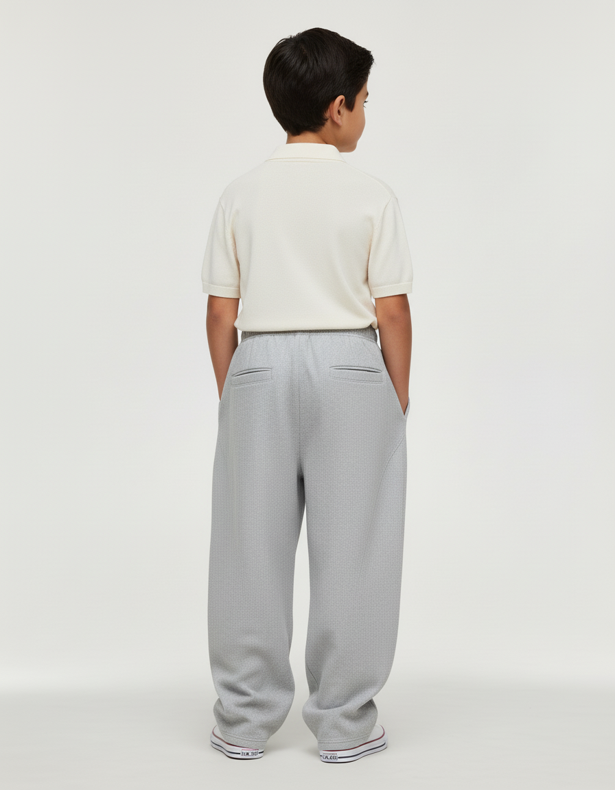 Pantalon Baggy Gris Ample Cordon Garçon Décontracté - Molleton - vue 2