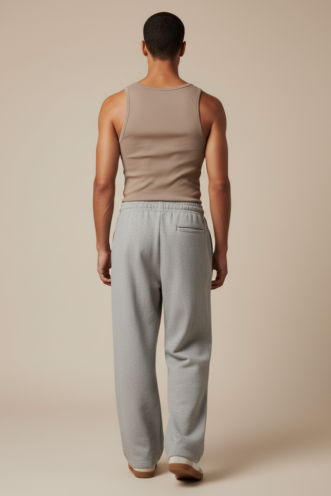Pantalon Baggy Gris Large Cordon Décontracté Molleton Homme - vue 2