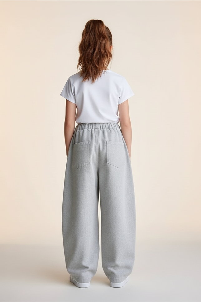 Pantalon Baggy Gris Coton Ample Dessins Enfant - Molleton - vue 2