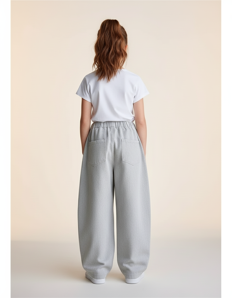 Pantalon Baggy Gris Coton Ample Dessins Enfant - Molleton - vue 2