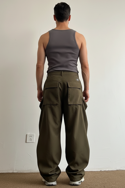 Pantalon Baggy Kaki Cargo Ample Techwear Homme - Gabardine - vue 2