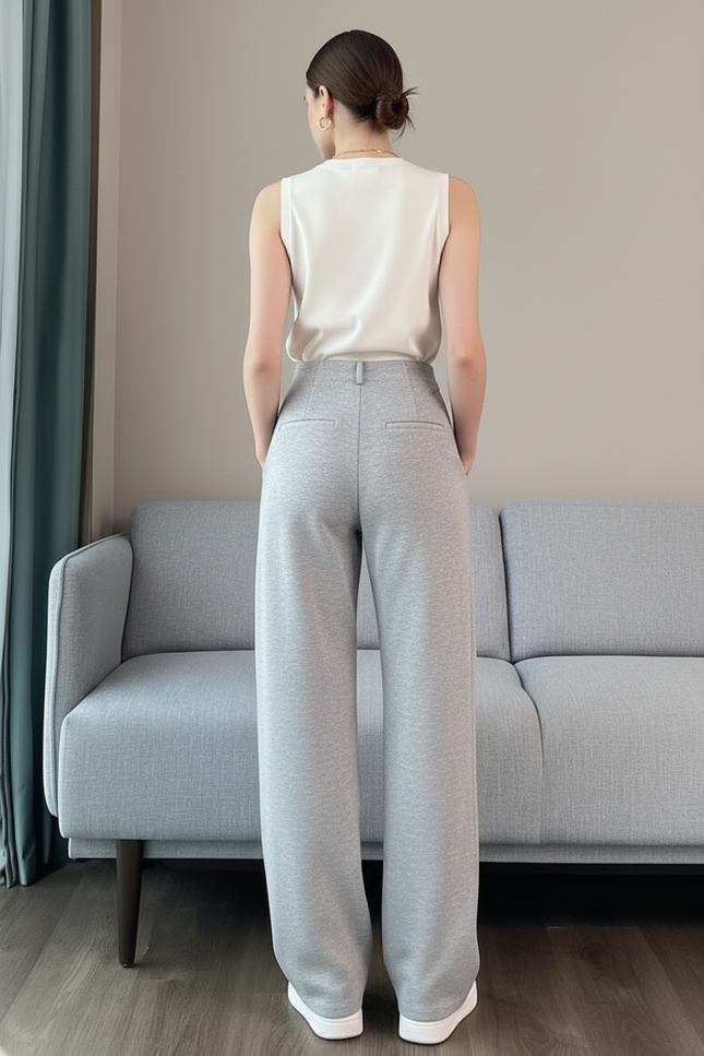 Pantalon Baggy Gris Ample Décontracté Molletonné - vue 2