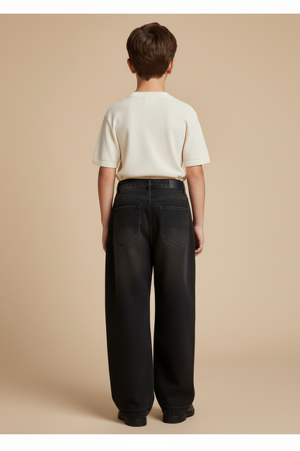 Pantalon Baggy Jean Noir Ample Décontracté Unisexe - vue 2