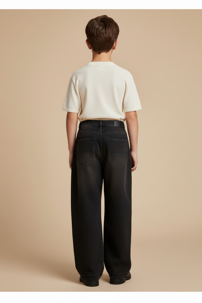 Pantalon Baggy Jean Noir Ample Décontracté Unisexe - vue 2
