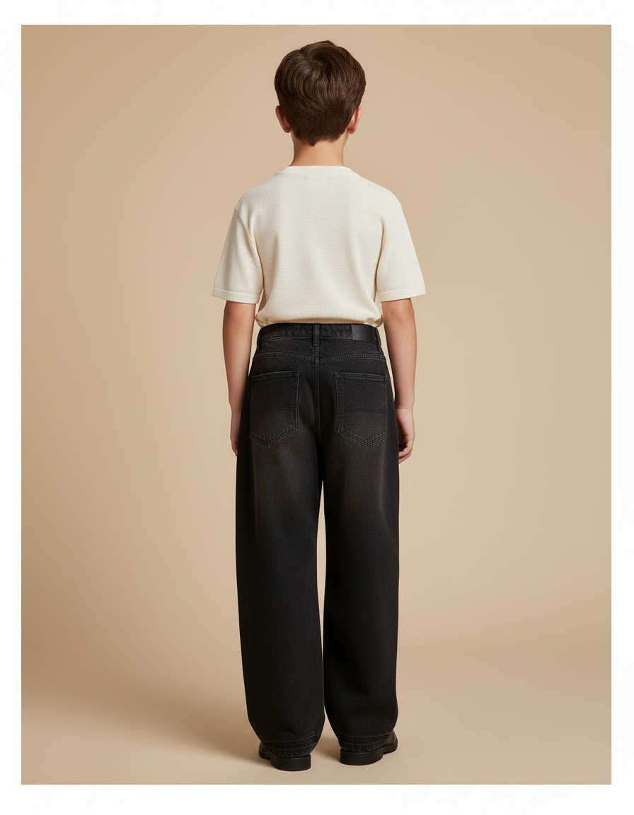 Pantalon Baggy Jean Noir Ample Décontracté Unisexe - vue 2