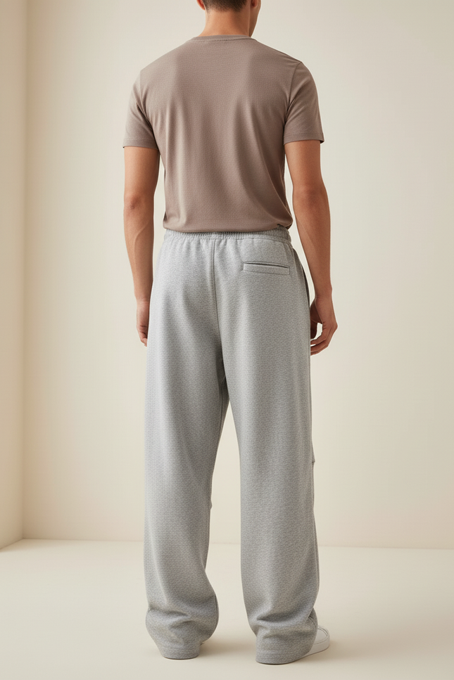 Pantalon Baggy Gris Clair Ample Décontracté Molletonné - vue 2