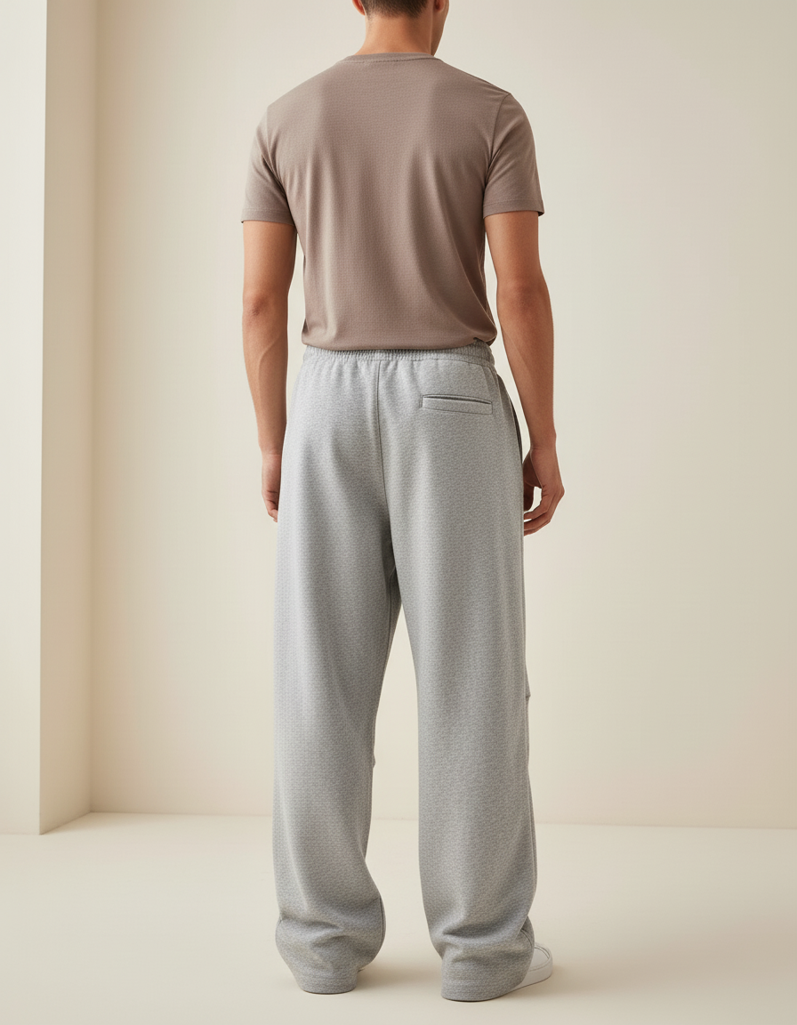 Pantalon Baggy Gris Clair Ample Décontracté Molletonné - vue 2