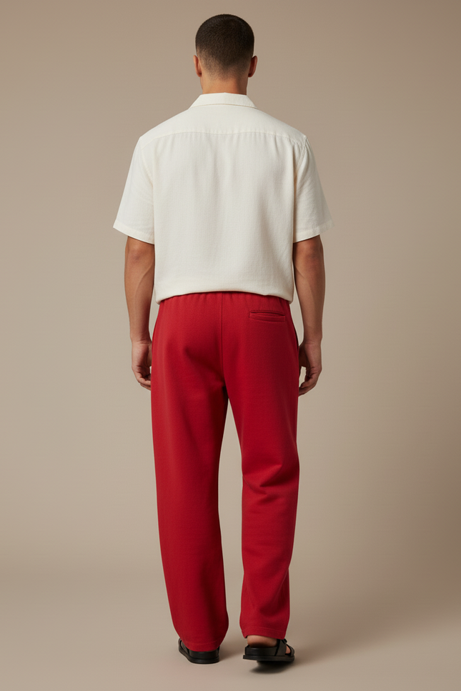 Pantalon Baggy Rouge Imprimé Coton Décontracté Homme - Molleton - vue 2