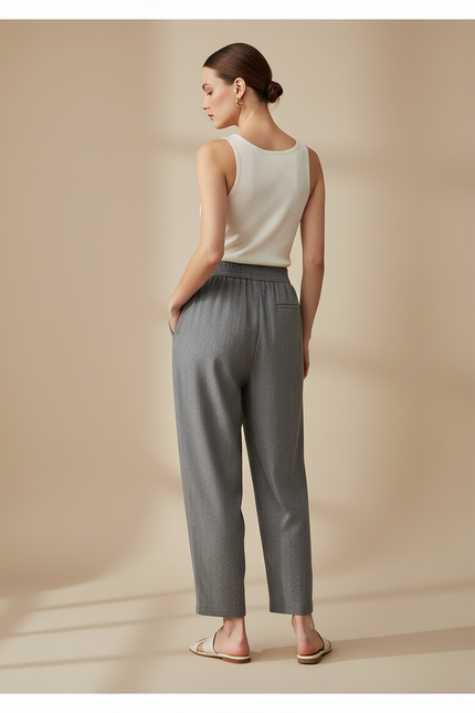 Pantalon Baggy Gris Ample Décontracté Fluide - Gabardine - vue 2