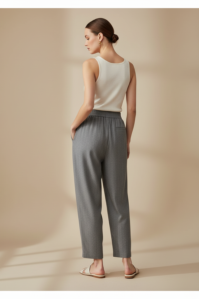Pantalon Baggy Gris Ample Décontracté Fluide - Gabardine - vue 2