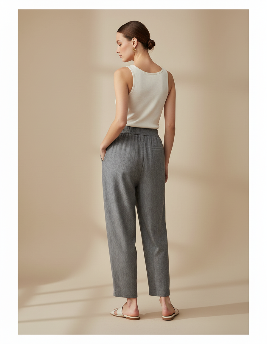 Pantalon Baggy Gris Ample Décontracté Fluide - Gabardine - vue 2