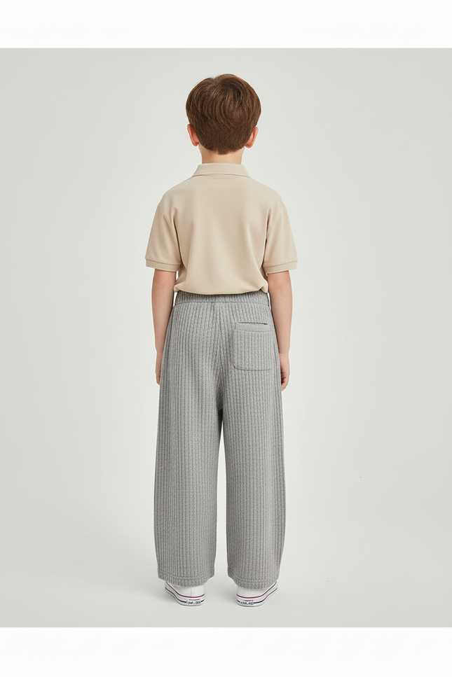 Pantalon Baggy Gris Côtelé Ample Confortable Enfant - Maille - vue 2
