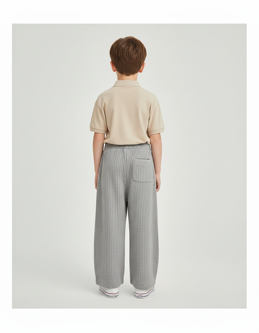 Pantalon Baggy Gris Côtelé Ample Confortable Enfant - Maille - vue 2
