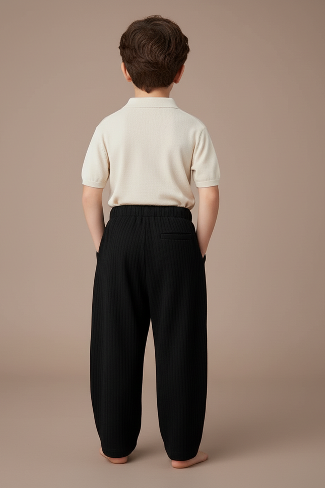 Pantalon Baggy Garçon Noir Parachute - Maille - vue 2