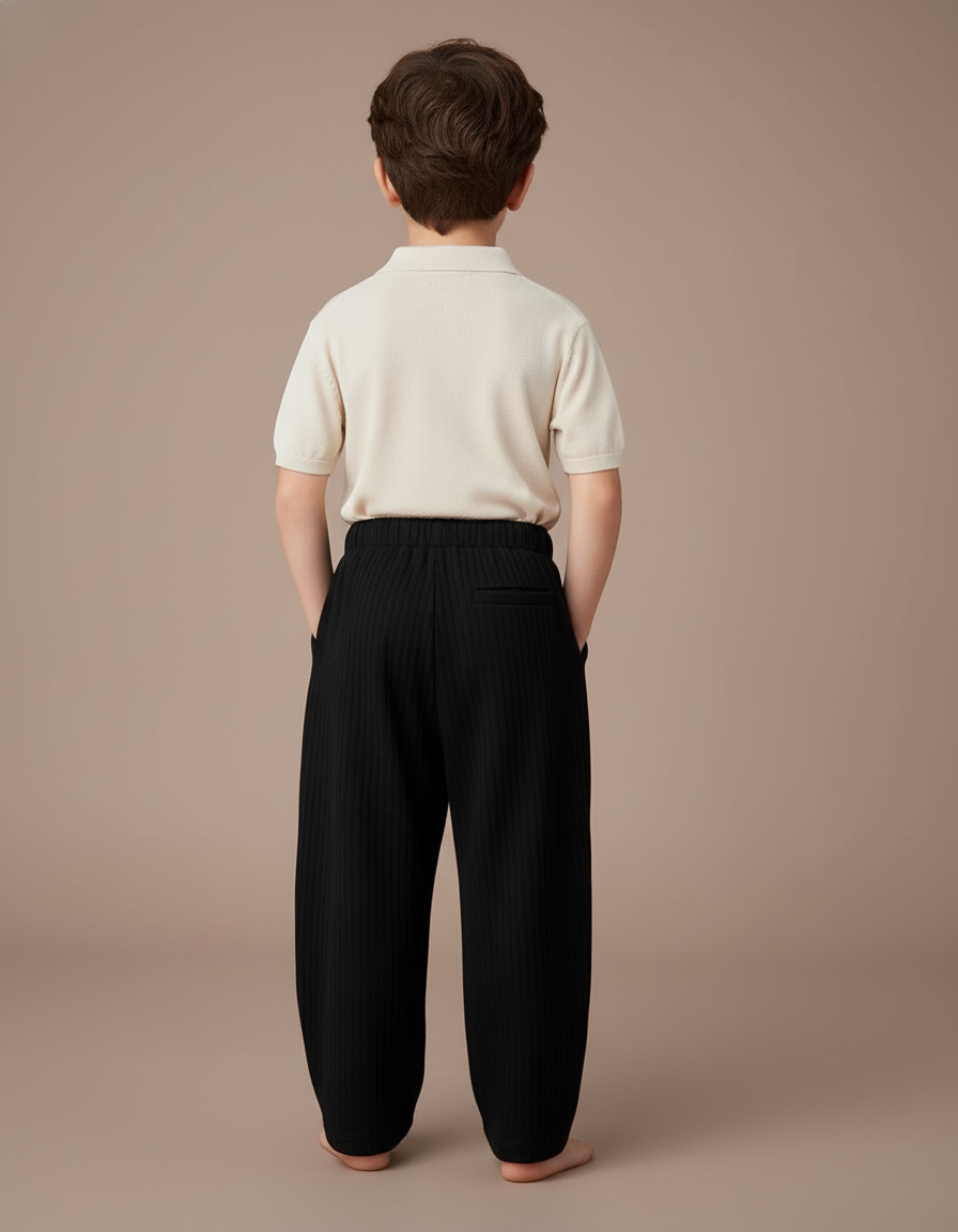 Pantalon Baggy Garçon Noir Parachute - Maille - vue 2