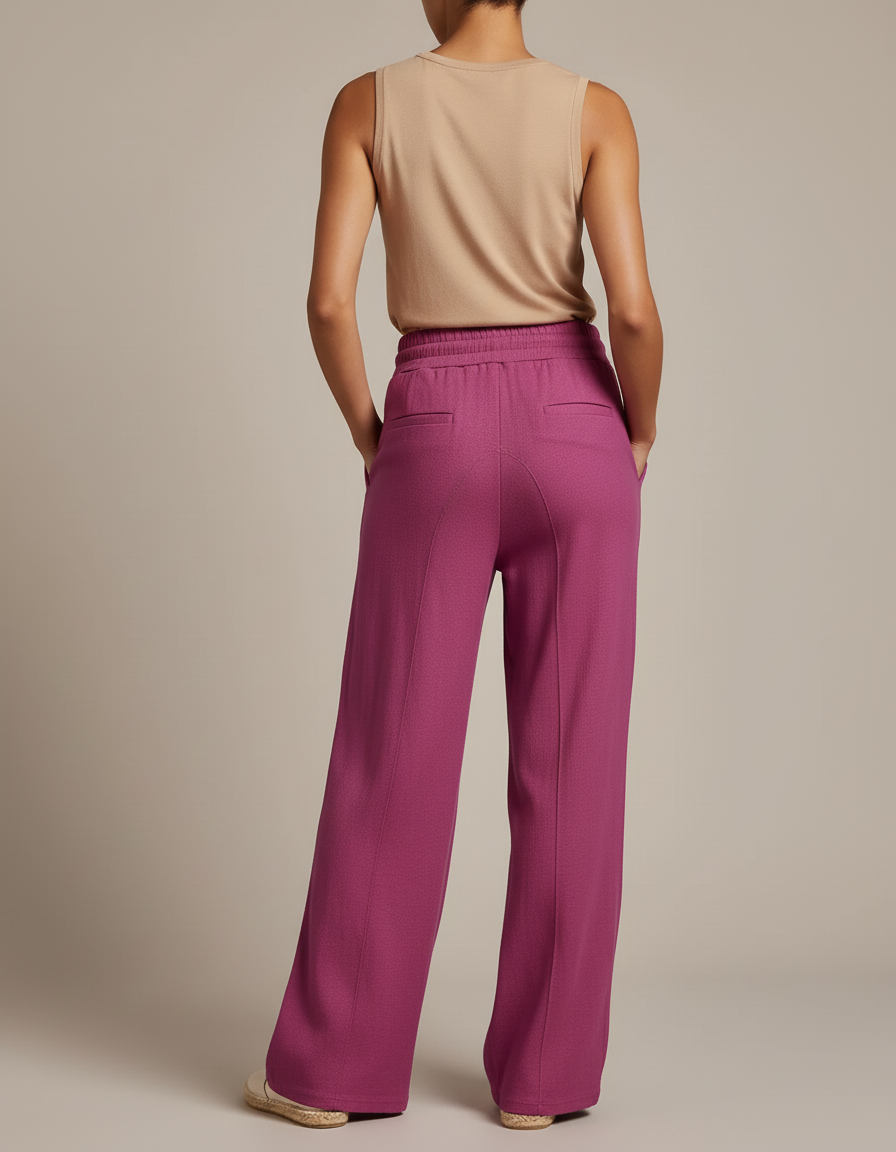 Pantalon Baggy Fuchsia Fluide Ample Décontracté Cordon - Rose Viscose - vue 2