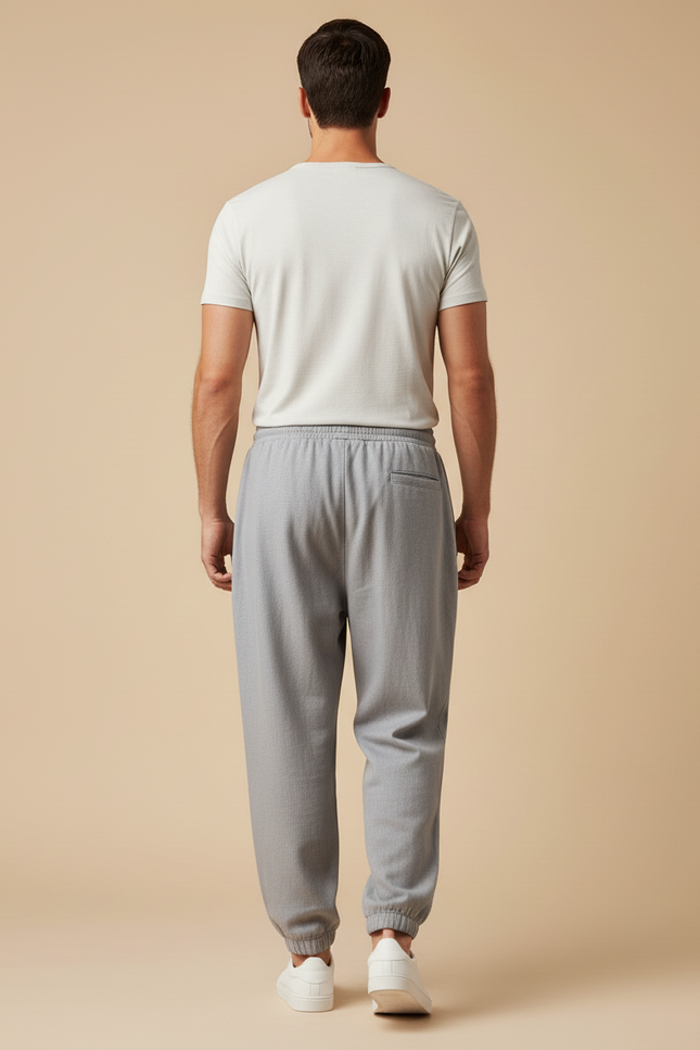 Pantalon Baggy Gris Clair Cordon Sport Homme - Molleton - vue 2