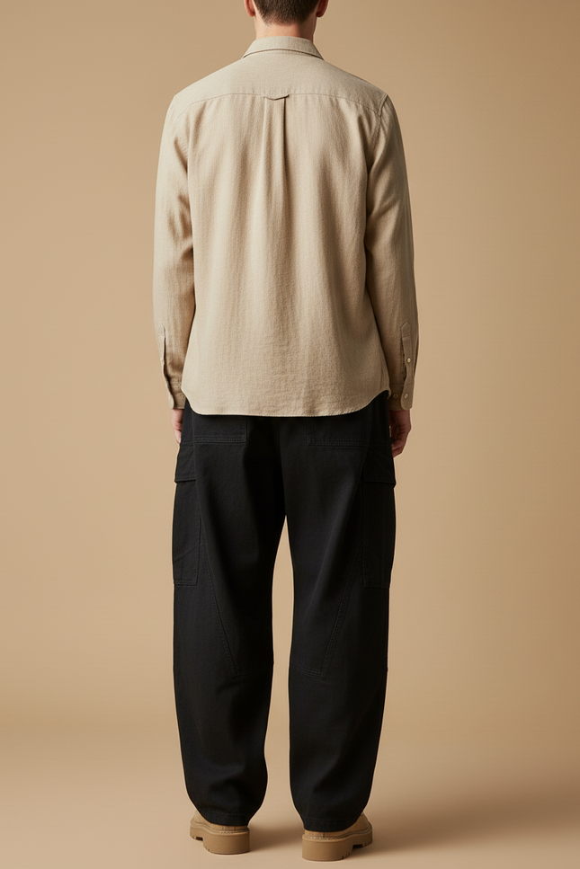Pantalon Baggy Noir Cargo Ample Unisexe Décontracté - Toile - vue 2