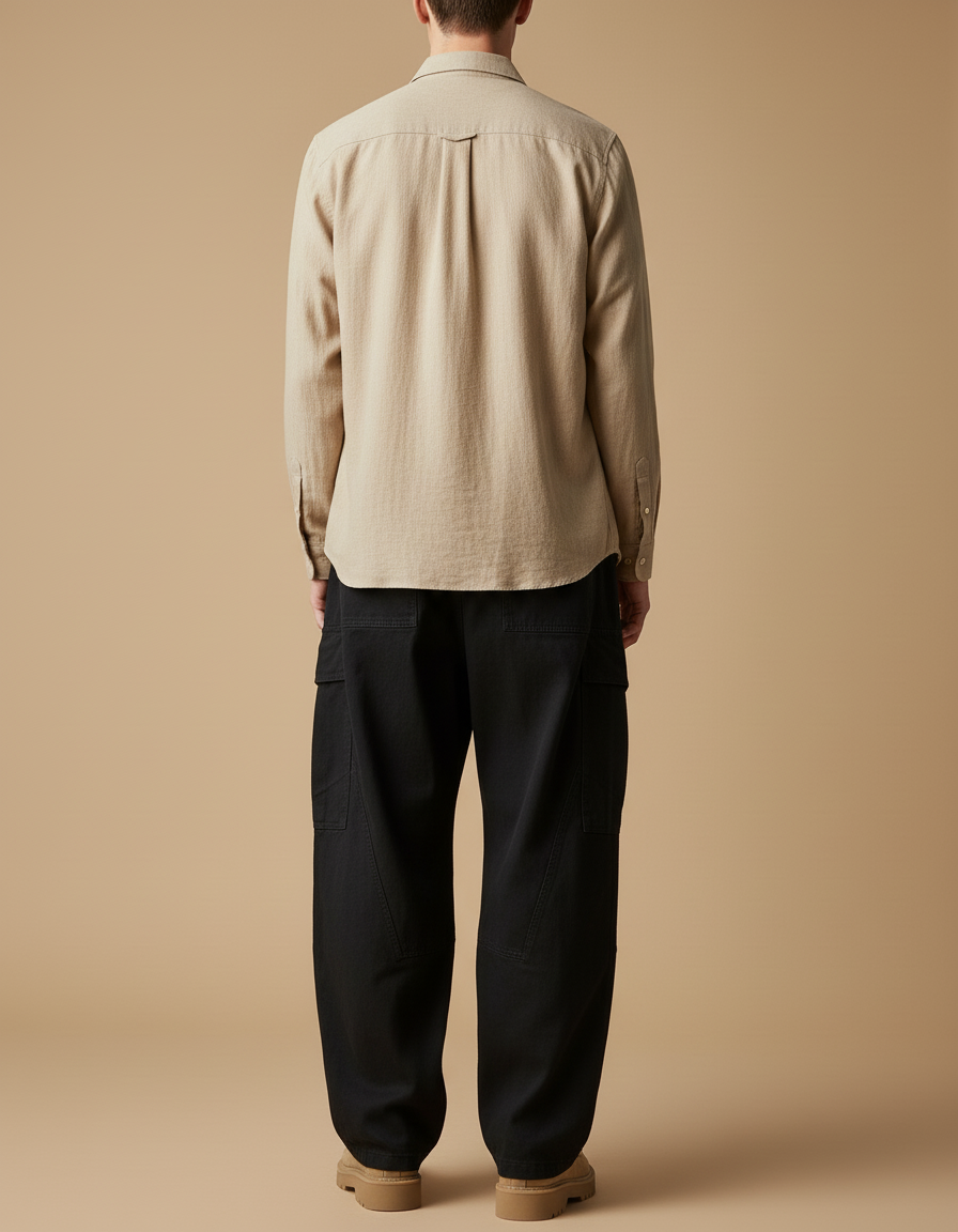 Pantalon Baggy Noir Cargo Ample Unisexe Décontracté - Toile - vue 2