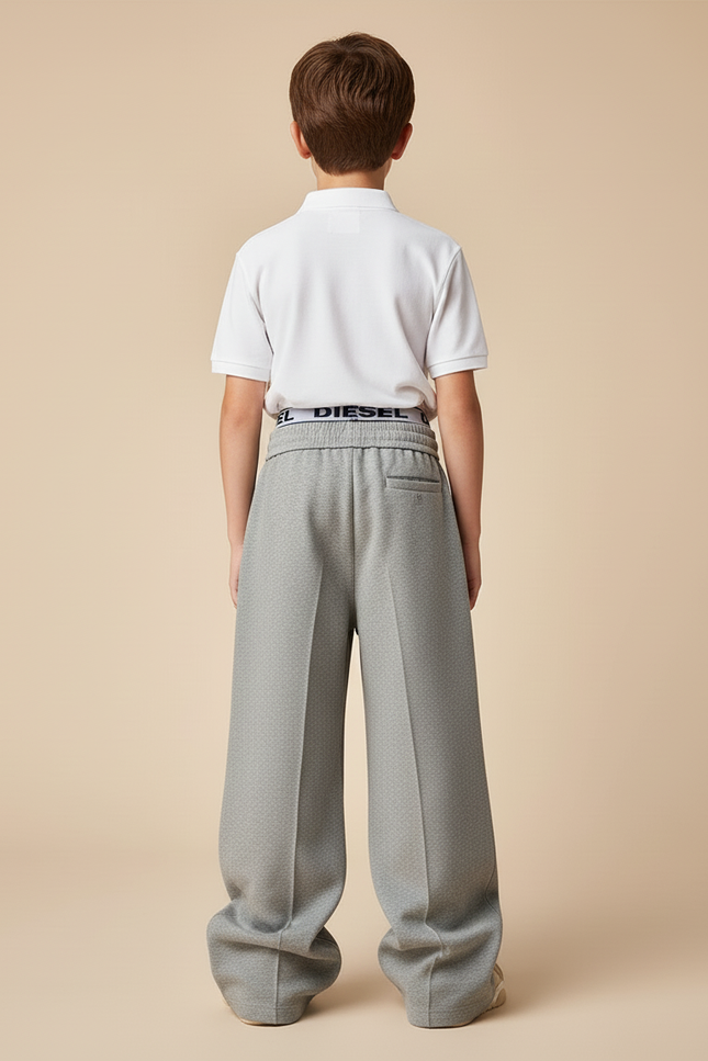 Pantalon Baggy Gris Plissé Cordon Ample Enfant - Molleton - vue 2