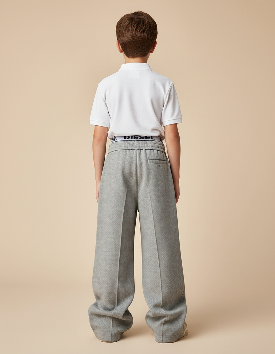 Pantalon Baggy Gris Plissé Cordon Ample Enfant - Molleton - vue 2