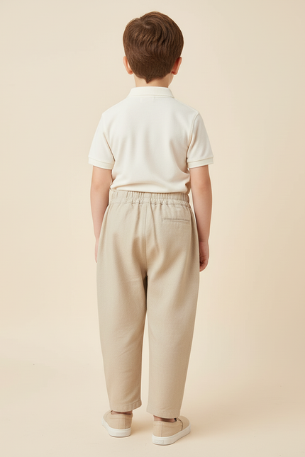 Pantalon Baggy Beige Coton Ample Confortable Garçon - vue 2