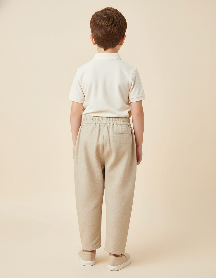 Pantalon Baggy Beige Coton Ample Confortable Garçon - vue 2