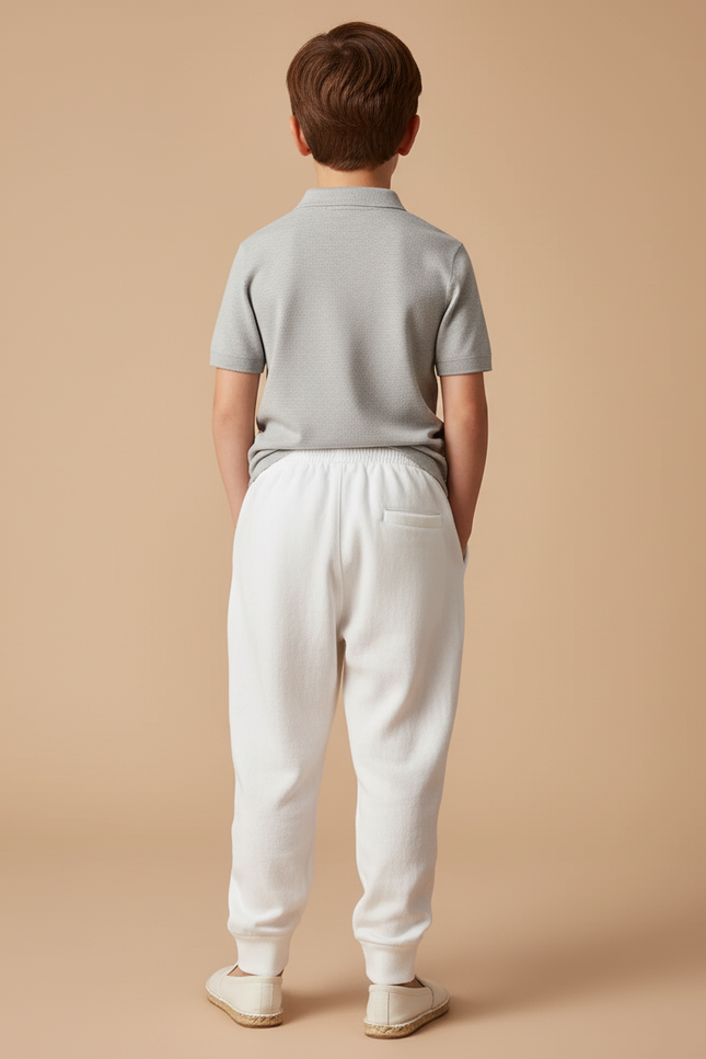 Pantalon Baggy Blanc Cordon Imprimé PARIS Confortable Enfant - Molleton - vue 2