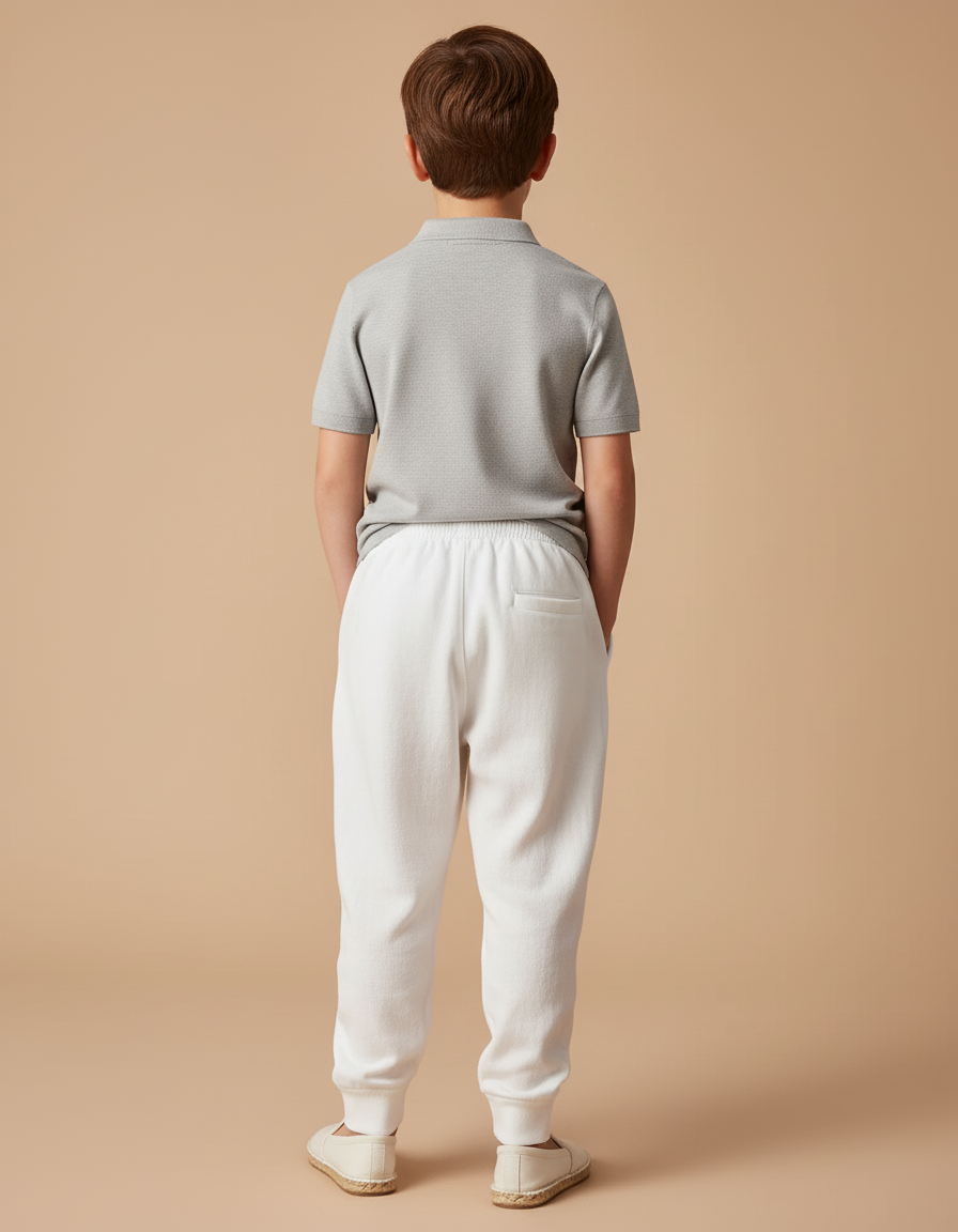 Pantalon Baggy Blanc Cordon Imprimé PARIS Confortable Enfant - Molleton - vue 2