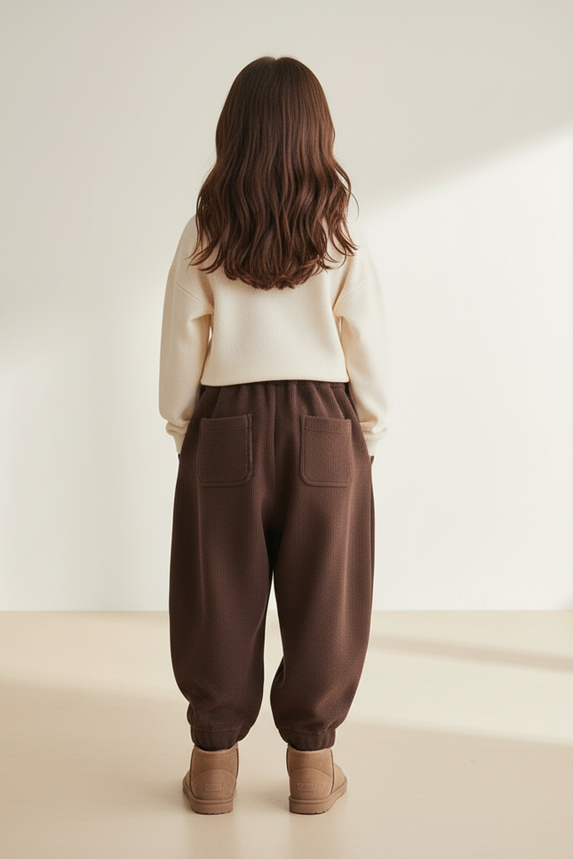 Pantalon Baggy Marron Côtelé Ample Épais Hiver - Cordé - vue 2