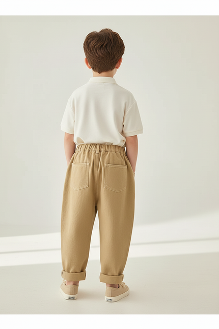 Pantalon Baggy Kaki Ample Coton Décontracté Garçon - vue 2