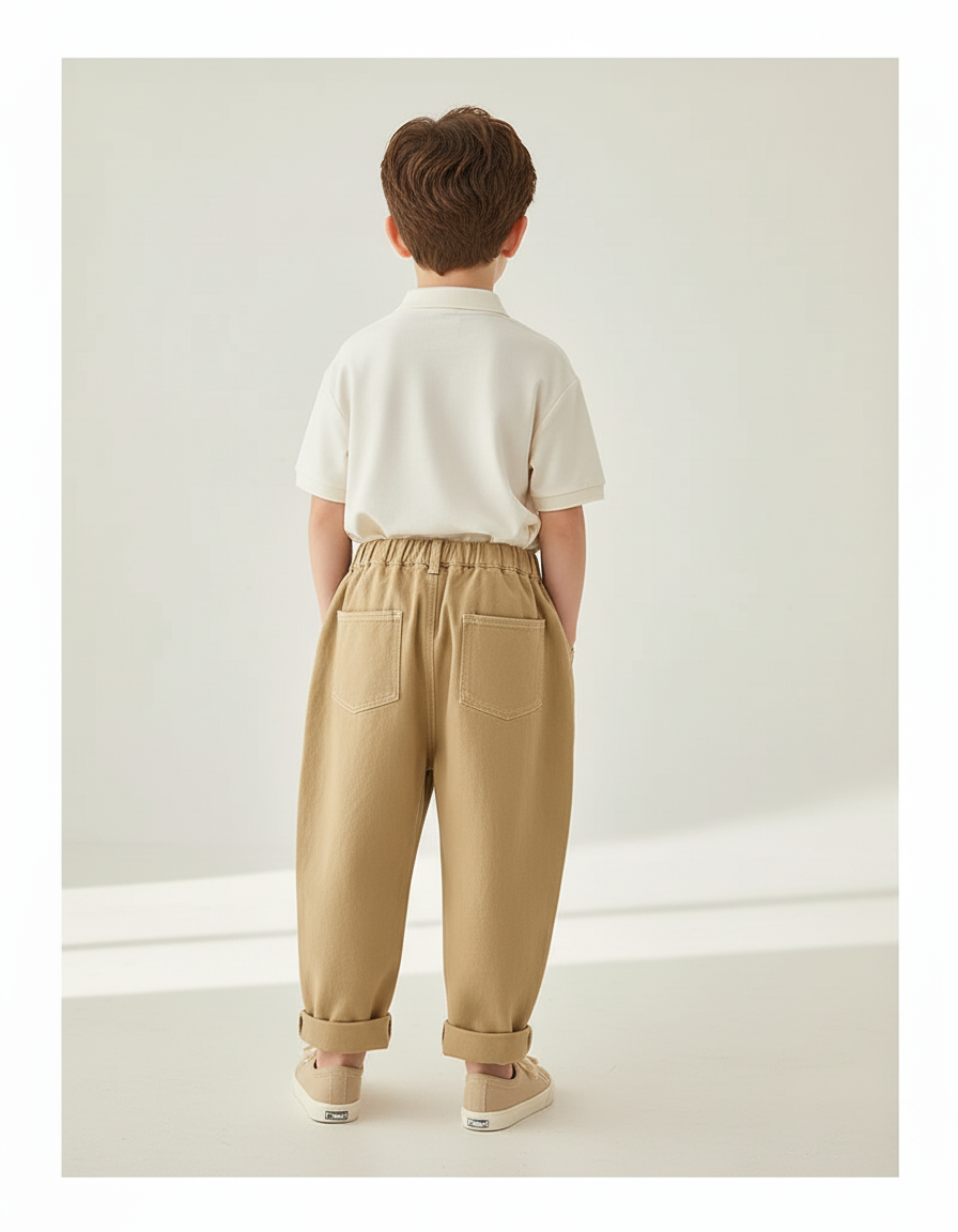 Pantalon Baggy Kaki Ample Coton Décontracté Garçon - vue 2