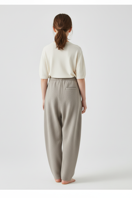 Pantalon Baggy Gris Tricoté Ample Décontracté Fille - Maille - vue 2
