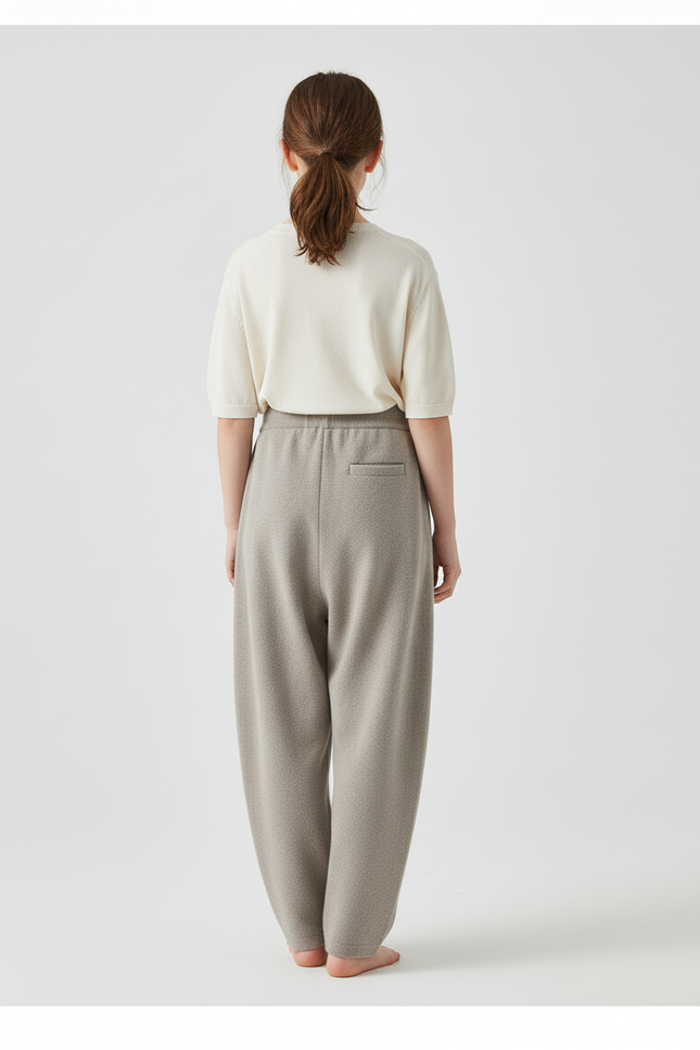 Pantalon Baggy Gris Tricoté Ample Décontracté Fille - Maille - vue 2