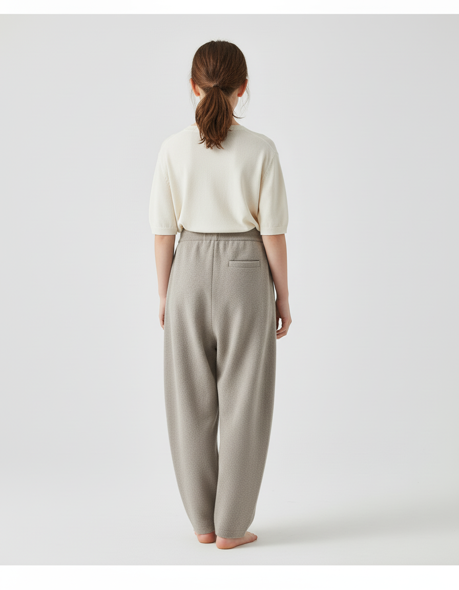 Pantalon Baggy Gris Tricoté Ample Décontracté Fille - Maille - vue 2