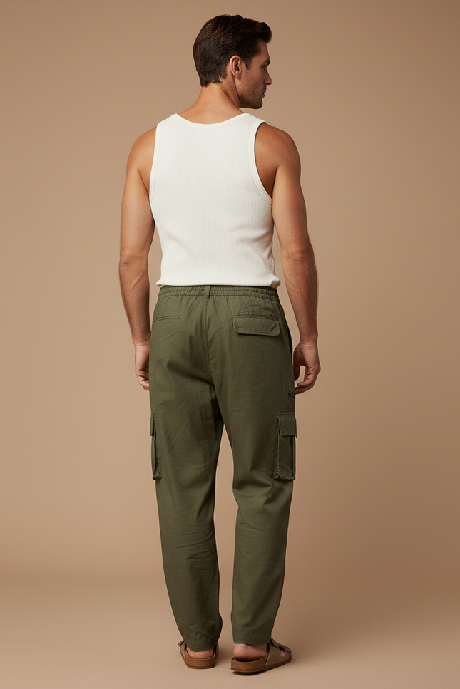 Pantalon Baggy Kaki Cargo Ample Coton Homme - vue 2