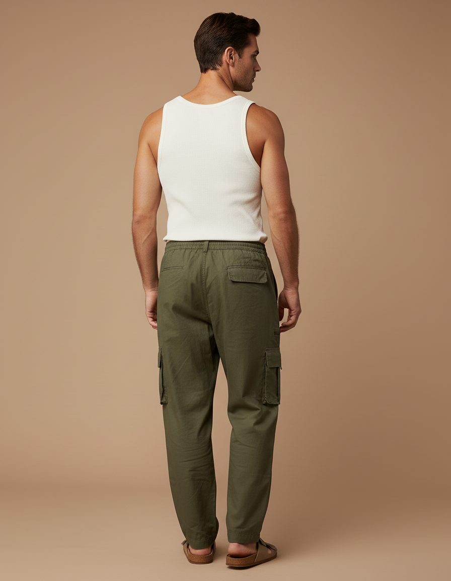 Pantalon Baggy Kaki Cargo Ample Coton Homme - vue 2