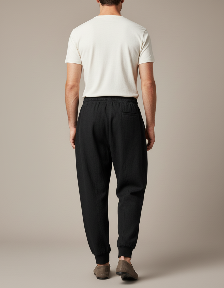 Pantalon Baggy Noir Ample Coton Homme Sport Décontracté - vue 2