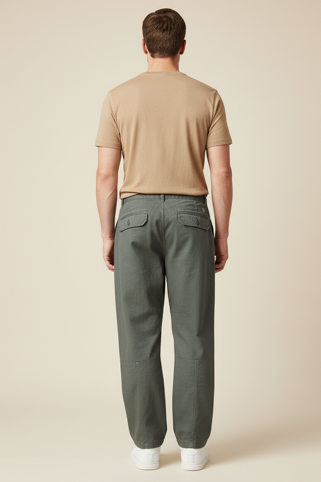 Pantalon Baggy Vert - Kaki Toile - vue 2