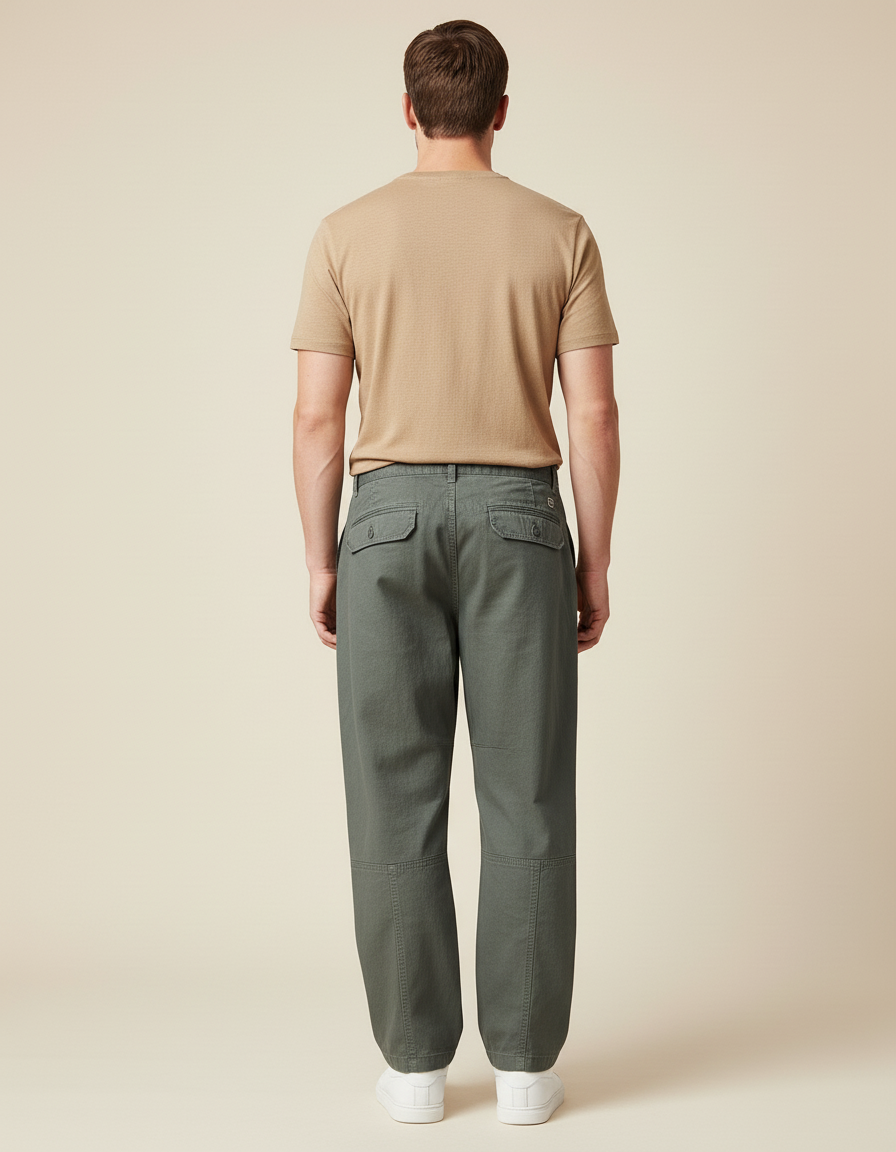 Pantalon Baggy Vert - Kaki Toile - vue 2