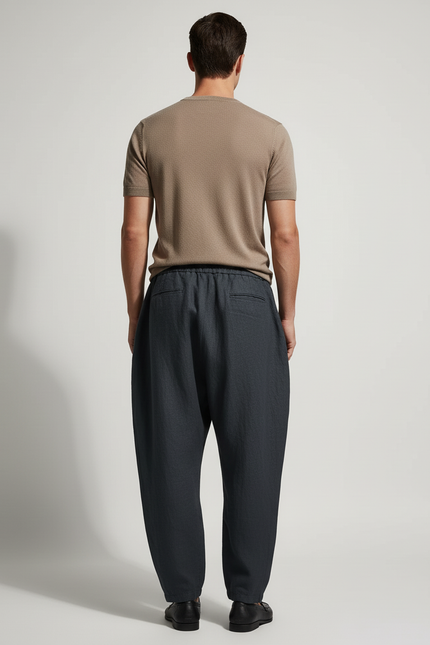 Pantalon Baggy Anthracite Lin Ample Décontracté Homme - Gris - vue 2