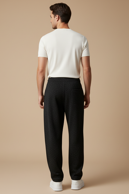 Pantalon Baggy Noir Moucheté Ample Décontracté Homme - Molleton - vue 2