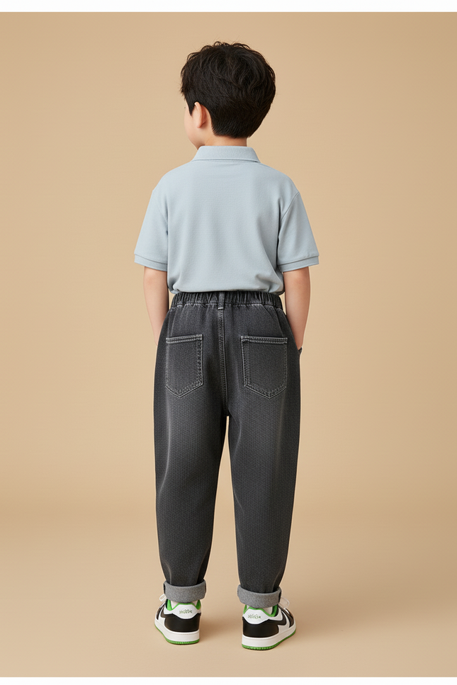Pantalon Baggy Garçon Gris Taille Élastique - Jean - vue 2
