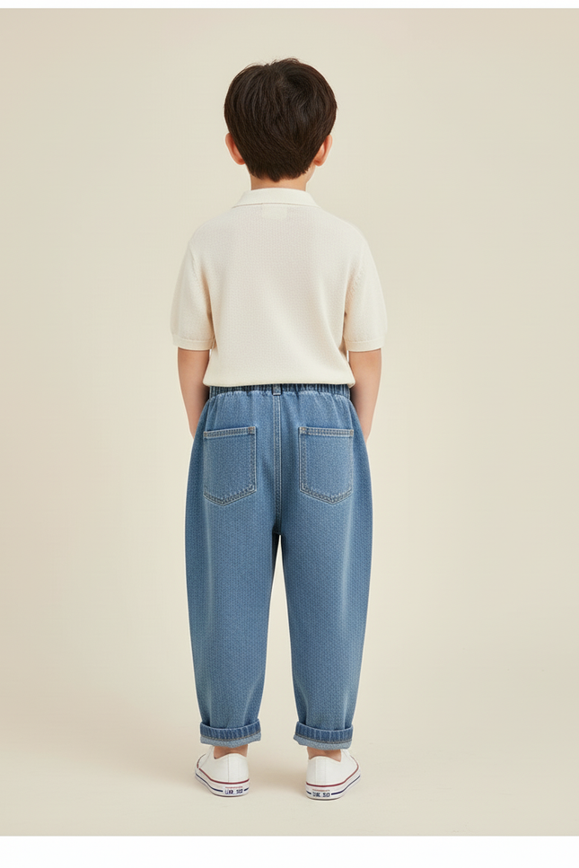 Pantalon Baggy Garçon Bleu Taille Élastique - Jean - vue 2