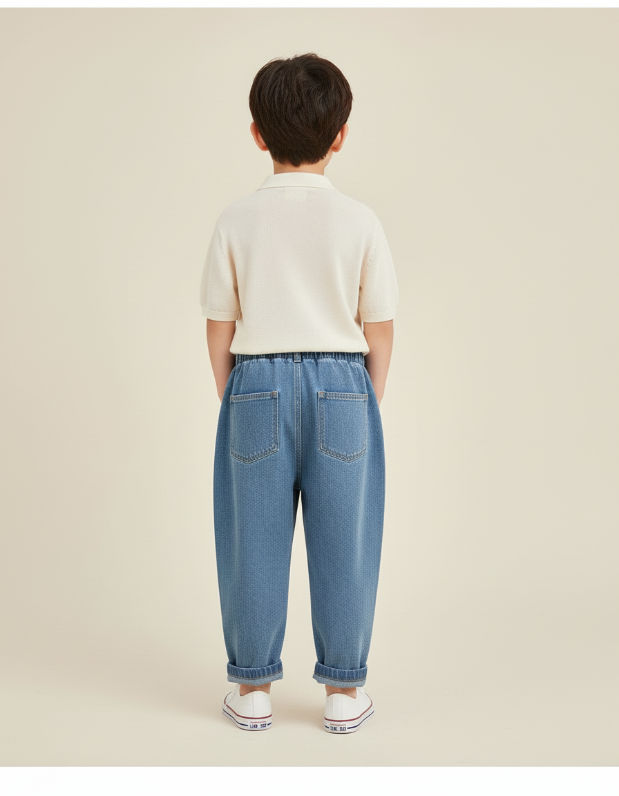 Pantalon Baggy Garçon Bleu Taille Élastique - Jean - vue 2