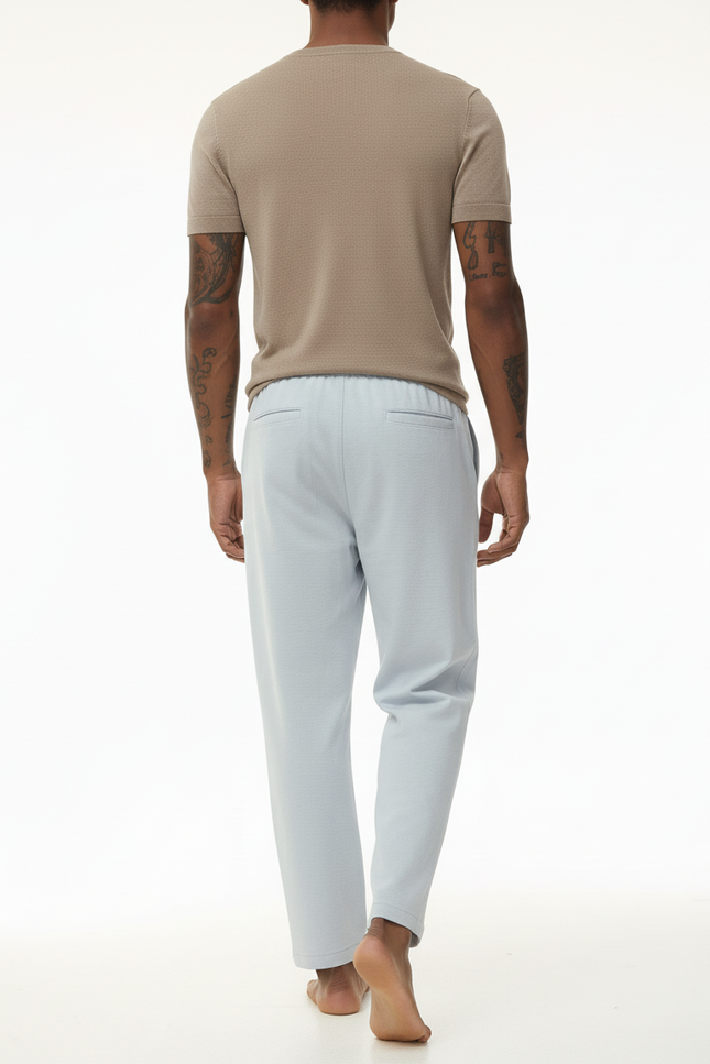 Pantalon Baggy Bleu Ciel Coton Ample Cordon Décontracté - Maille - vue 2
