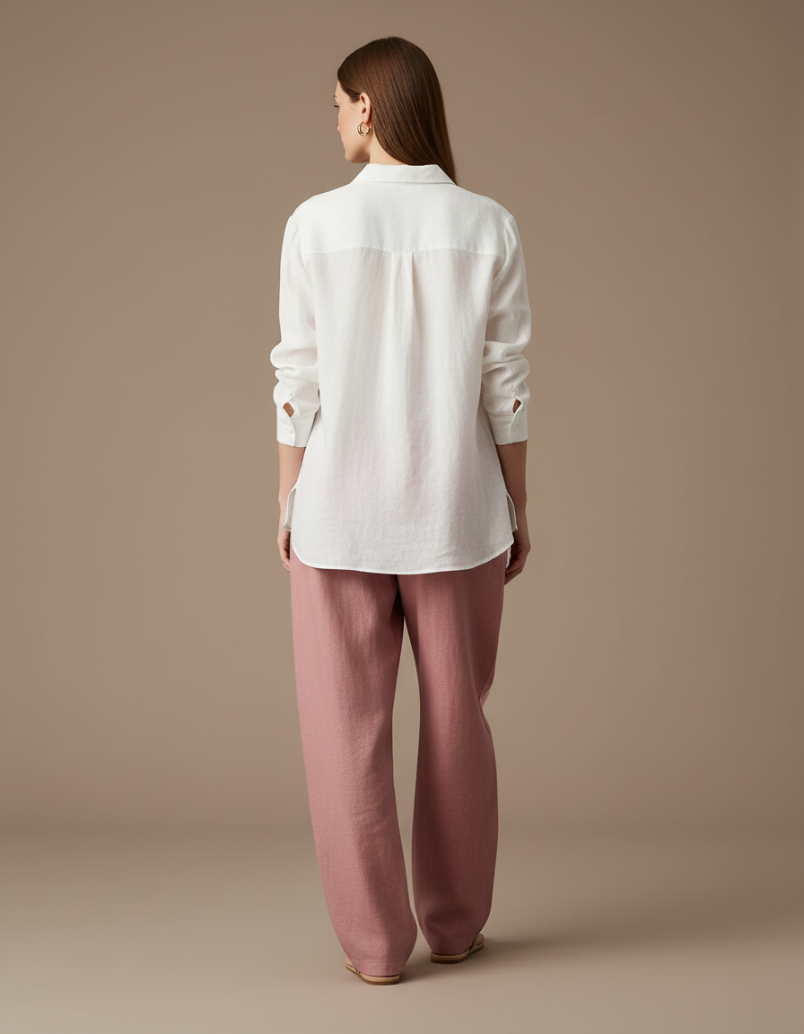 Pantalon Baggy Rose Bicolore Ample Décontracté Femme - Coton - vue 2