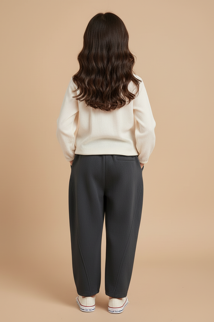 Pantalon Baggy Gris Foncé Ample Cordon Décontracté - Molleton - vue 2
