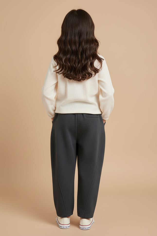 Pantalon Baggy Gris Foncé Ample Cordon Décontracté - Molleton - vue 2
