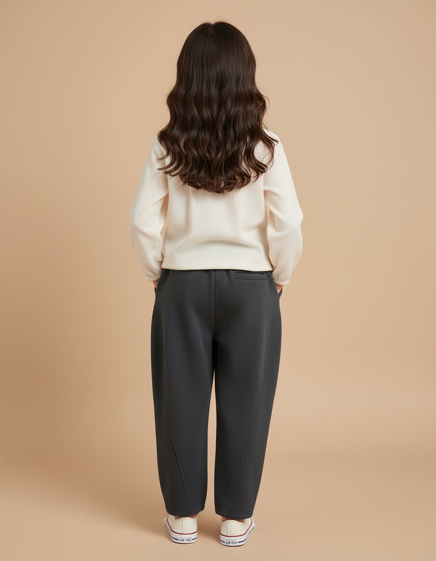 Pantalon Baggy Gris Foncé Ample Cordon Décontracté - Molleton - vue 2
